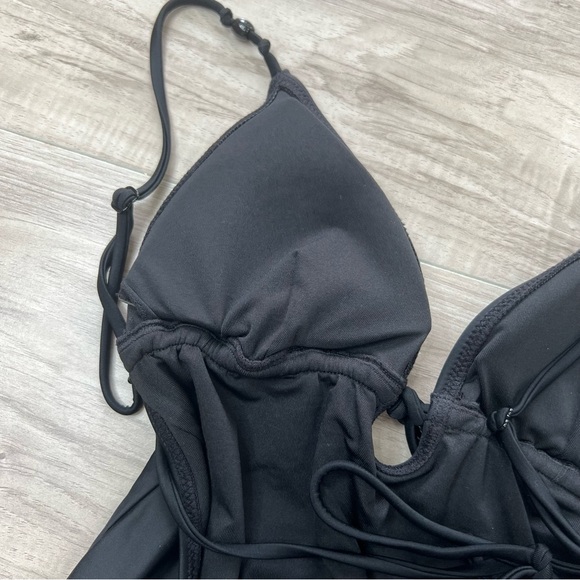 J. Crew Strappy Plunge with Beads One-piece Swimsuit Black Size 4 NWT - Picture 8 of 12